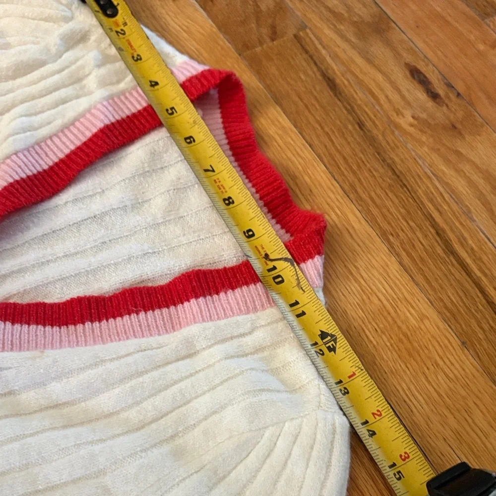 Women’s sweater| LOFT White Cardigan with Red and pink Trim💕❤️Size Small Exc! - Picture 2 of 8